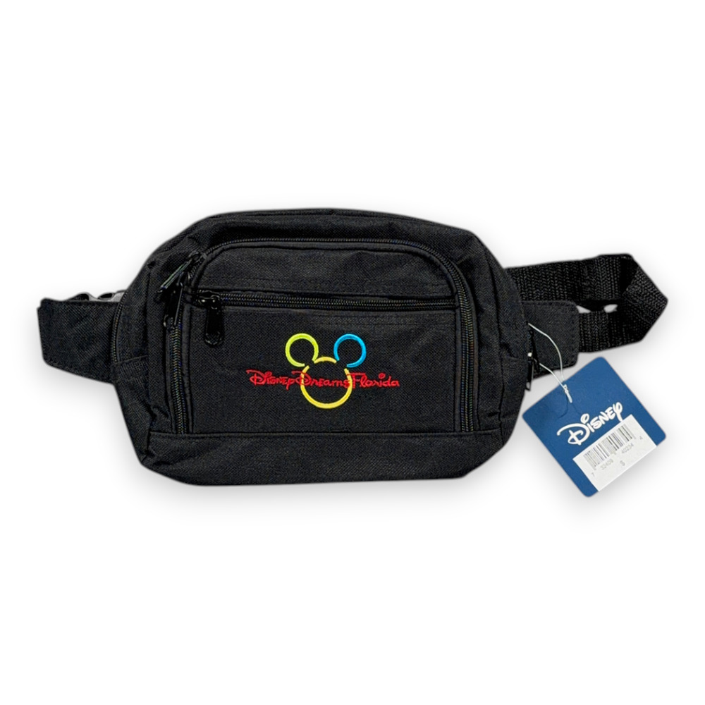 Disney Bag Black Fanny Pack Waist Belt Dreams Florida Mickey Mouse Logo Tags Y2K